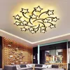 Candeliers lideraram o lustre moderno para a sala de jantar de estudo da sala de jantar, iluminação deco iluminação de acrílico Stars Lamps Dimmable com remoto