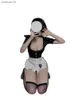 Sexig uppsättning flickors sexiga underkläder sexig piga cosplay uniform frestelse passion ihålig ut härlig ren elegant het piga kostym en stycke kostym l230518