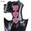 Knot CUIER 11.7cm Large Drop Earrings For Women Pink Heart Pendientes Statement Earrings Long Fashion Jewelry Party Gifts