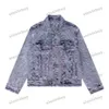 xinxinbuy Men designer Coat Jacket Tassel Panelled denim tie dye Letter jacquard sets long sleeve women blue black S-XL