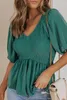 verde Puff manga Smocked Top 2023 Hot New 2023 Hot New J8Dg #