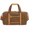 Duffel Bags M340 Vintage Bucket Military Canvas Leather Men Travel Large Luggage Weekend Overnight Bag Tote Big