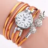 Polshorloges 2023 Top horloges vrouwen bloemkwarts diamant lederen armband vrouwelijke dames edelsteen jurk pols horloge