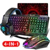 Claviers Clavier Gaming Souris LED Respiratoire Rétroéclairage Ergonomie Pro Combos USB Filaire Touche Complète Souris Professionnelle Clavier 4 En1 230518