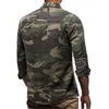Mäns jackor Mens Casual Long Sleeve Camouflage Denim Shirts Outdoor Mountaineering Wear Lapel Button Army Botton Male Blue