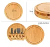 Kitchen Tools Bamboo Cheese Board and Knife Set Round Charcuterie Boards Swivel Meat Platter Holiday Housewarming