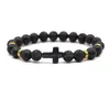 Beaded Cross Charms 8Mm Colors Stone Strand Bead Yoga Buddha Bracelet For Women Men Jewelry Drop Delivery Bracelets Dhgarden Dhyai