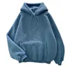Kobiety z kapturem Bluzy Kobiety jesienne zimowe z kapturem jagnięcy z kapturem wełny na dużym pulover aksamitne gęstość ciepła streetwear p230518