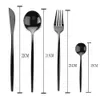 Set di stoviglie 24 pezzi Set di posate in acciaio inossidabile Utensili da cucina Coltello Forchetta Cucchiaio Set di stoviglie di lusso Cena Matrimonio Specchio Posate nere 230518