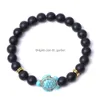 Perlé Style D'été Tortue Charmes Strand Bracelets Classique 8Mm Turquoise Pierre Élastique Bracelet D'amitié Plage Pour Les Femmes Dhgarden Dhl5U