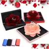 Geschenkwikkeling Beautif 3D Up Rose Ring Box Betrokkenheid sieraden opslag rechthoekig voorstel Roterende bloem drop levering huis garde dhjfx