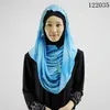 Этническая одежда красивая исламская женщина голова головы шарф рамадан с сине -фиолетовым красным цветочным печать