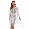 Sjaals Summer Hollow Out Lace Cardigan Women Sun Protection Sjawl Sexy Long Tippet Lady Holiday Bikini Tassel Beach Cape