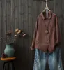 Женские блузкие рубашки yoyikamomo Vintage Mori Girl Tops Осень хлопок Большой рубашка твердый цвет свободная женская модная блузка 230517