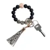 Silicone Beaded Bangle Keychain with Tassel for Women Party Favor, Wristlet Key Ring Bracelets FY2981