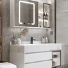 Robinets de lavabo de salle de bain Combinaison d'armoires en plaque de pierre intégrée minimaliste Lavabo moderne Inter-plateforme