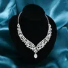 Necklace Earrings Set 3 Pieces Crystal Bridal Jewelry Rhinestone Earring Bride Wedding Jewellery Decorative Dressing