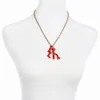 Anhänger Halsketten Koralle Form Rot Pin Halskette Mode Cabrio Frauen Zubehör Emaille Schmuck Großhandel Geschenke