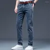 Heren jeans 2023 heren zomer dunne midden taille rechte been slanke fit en koele ontspannen broek