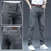 Heren jeans 2023 heren zomer dunne midden taille rechte been slanke fit en koele ontspannen broek