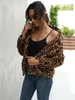 Femmes fourrure Faux 2023 automne hiver femme imprimé léopard manteau vestes femme chaud col rabattu à manches longues haute qualité vêtements d'extérieur