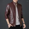 Jaqueta de couro falsa de pele masculina homens outono de inverno casual casual casual casual rOpa hombre moda preto pu outwearjaqueta masculina