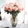 30pcs/lot結婚式の飾り花リアルタッチ素材人工花ローズブーケフェイクシングルステム花フローラルLT443
