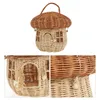 Garrafas de armazenamento rattan cogumelo cesta desktop adorno bonito mochila bolsa batata criança tecido cestas tampas