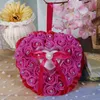 Smyckestativ hjärtringskudde för bröllop Alla hjärtans dag gynnar Mariage Display Cushion med Transprent Box Bearer 230517