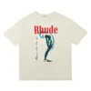 Rhude Mens Thirts High Street Fashion Designer for Men Shirt Shirt Shirt Sleeve Print Crewneck T-Shirt Top Tope Asian Size G9of#