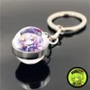 New Genshin Impact Anime Figure Luminous Keychain Double-Sided Glass Ball Metal Keyring Pendant for Teens Backpack Accessories Gift