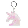 Cute Unicorn Keychain Glitter Pompom Sequins Key Ring Gifts For Guest Women Wedding Souvenir Car Bag Accessories Key Chain237E