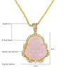 Pendant Necklaces Pink White Buddha for Women Exquisite Chinese Style Maitreya Buddah Female Gifts 230517