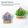 Fleurs décoratives Fleur Artificielle Lavande Faux Plantes Murales Avec Boîte En Bois Apparence Extérieure Style Rustique DIY Décorations De Jardin