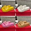 Hausschuhe VLogo Signature Kalbsleder-Plattform-Sandalen, braun, weiß, schwarz, rosa, Designer-Slipper, flache Strand-Slides, Damenschuhe, Luxus-Sommersandale, EUR 35–40