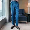 Abiti da uomo Stile britannico Pantaloni eleganti da uomo d'affari casual Design della cintura Pantaloni slim Pantaloni da cerimonia per matrimoni sociali da ufficio formale