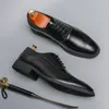 New Black Mens Formal Shoes Brogue Lace-up Brown Round Toe Handmade Business Wedding Men Dress Shoes Size 38-46