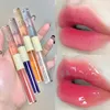 Lip Gloss Double-end Water Light Purple Glitter Mirror Tint Waterproof Not Fade Lasting Moisturizer Plumper LipsticksLipLip