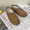 2023 tazz yalan terlikleri Tasman Chesut kürk terlik slaytları koyun derisi kabarık katırlar kadınlar erkekler ultra mini platform çizme ayakkabıları süet üst