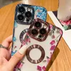 İPhone 15 14 için yaz çiçek krom kılıfları 13 12 11 Pro Max Lüks Floral Şık Moda Clear Yumuşak TPU Kamera Lens Koruyucu İnce Delik Kablo Kaplama Telefon Kapağı