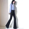 Dżinsy #7878 Black Blue Rubted Dżinsy Kobiety z dziurami swobodne dżinsy Koreańskie moda wysoka talia zniszczone dżinsy pełna długość