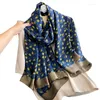 Sjaals 2023 Casual vrouwen bloemen lente print zijde gevoel lange sjaalwarmte sjaal wrap foulard hijab vrouwelijke strandstole echarpe