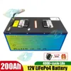 Batterie LiFePo4 per sostituire i pacchetti del sistema di ricarica solare 12V 200Ah per batteria al litio per roulotte RV + caricabatterie 20A
