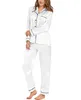 Women's Sleepwear Womens Silk Satin Pajamas Loungewear Two-piece Sleepwear Button-Down Full Sleeve Long Pj Set 230517