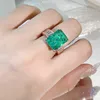 Wedding Rings Fashion 18K Gold Emerald Paraiba Couples Ring For Women Full Diamond Zircon Engagement Valentines Day Gift Jewelry 230517