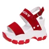 منصة صندل Sandals Sports Summer Summer High High Cheels أحذية أسافين للسيدات للأسماك النسائية Toe Red Fashion Red Sandalia Feminina 230518