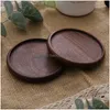 Mats Pads Wooden Coasters Round Square Beech Wood Black Walnut Mat For Drink Cups Cafe Bar Home Kitchen Table Protector Drop Deliv Dhada