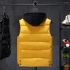 Men's Vests 2023 Winter Light Color Vest Men Casual Waterproof Stand Collar Warm Sleeveless Coat Solid Plus Size 3XL