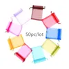 Jewelry Stand 50pcslot 4 Size Organza Gift Bag Packaging Wedding Party Goodie Packing Favors Cake Pouches Drawable s Present 230517