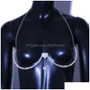 Other Double Heart Pendant Crystal Chest Bracket Bras Chain Body Jewelry For Women Harness Y Femme Party Rave 221008 Drop Delivery Dh3Eq